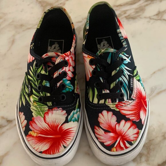 Vans Other - Vans Kids Hawaiian Floral Hibiscus Palm Print Sneakers